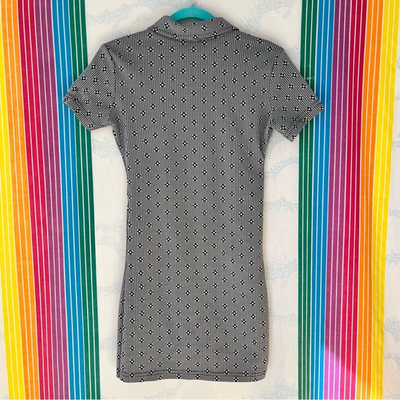 Vintage 90s Y2K Zip Front Plaid Daisy Mini Dress academia club extra small - Picture 6 of 10